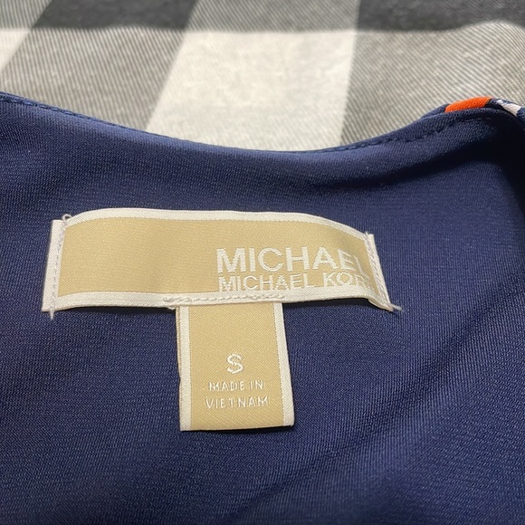 MICHAEL Michael Kors Shift Dress Small Navy Blue Orange White Animal Print - Picture 8 of 8